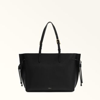Furla Ava Borsa Shopping L Nero Nero Pelle Di Vitello Pebble Double Donna