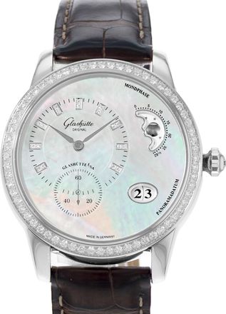 Glash&uuml;tte Original Pre-owned Glashutte Original Panomaticlunar Diamond Mother Of Pearl Dial Ladies Watch 1-90-12-01-12-02