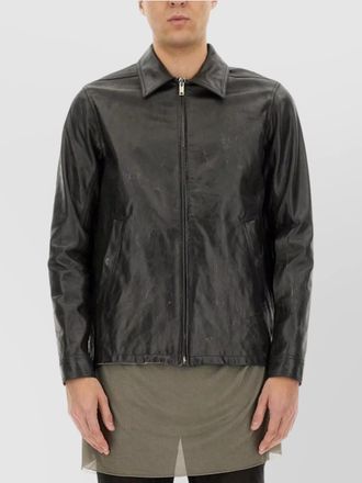 Rick Owens brad leather jacket front pockets