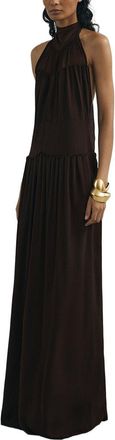 Reiss Luna Atelier Chiffon Draped Halter Neck Maxi Dress
