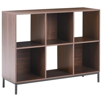 Beliani Estanter&iacute;a De 6 Compartimentos Acabado Imitaci&oacute;n Madera Marr&oacute;n Oscuro Pemberton