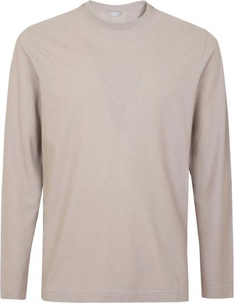 Zanone IJs Katoenen Longsleeve T-shirt - Heren - Longsleeves - Bruin - 2XL - Katoen - Tops