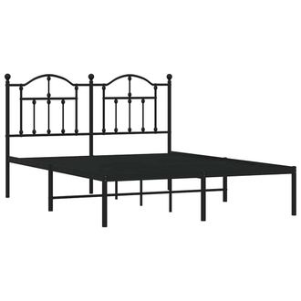 Berkfield Home Metal Bed Frame with Headboard Black 140x190 cm