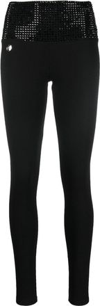 Philipp Plein crystal-embellished leggings - women - Cotton - L - Black