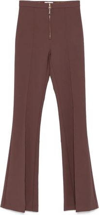 Elisabetta Franchi Pantaloni svasati con zip - Marrone