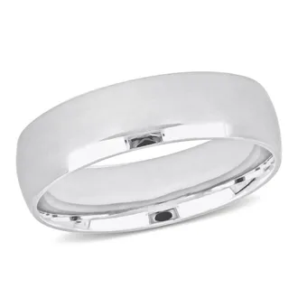 Amour Mens 6mm Finish Wedding Band In 14K White Gold
