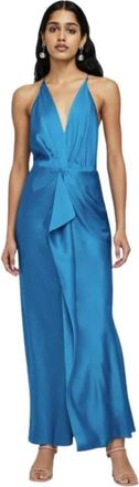 SIMKHAI Blauwe Front Drape Jurk - Dames - Maxi kleedjes - Blauw - 2XS - Satijn - Kleedjes