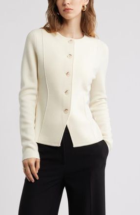 Nordstrom Merino Wool Sweater Jacket in Ivory Tofu at Nordstrom, Size X-Large