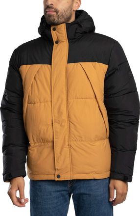 Timberland Mens Durable Water Repellent Puffer Jacket, Black/Yellow, L