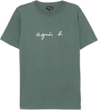 agnès b. logo printed T-shirt - men - Cotton - 2 - Green