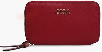 Tommy Hilfiger Womens Smooth Leather Medium Zip Wallet - Autumn Red