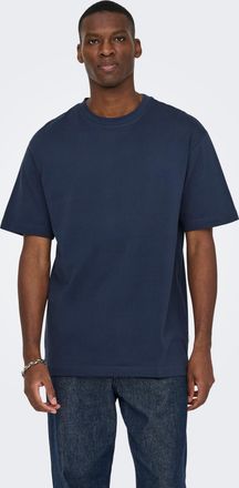 Only & Sons Rundhalsshirt ONLY & SONS ONSFRED RLX SS TEE, Herren, Gr. XXL, blau (blau nights), Single Jersey, Obermaterial: 100% Baumwolle, unifarben, relaxed fit