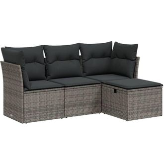 vidaXL Vidaxl - Set Divani da Giardino 4 pz con Cuscini in Polyrattan Grigio