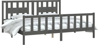 vidaXL Vidaxl - Estructura De Cama Sin Colch&oacute;n Madera De Pino Gris 200x200 Cm