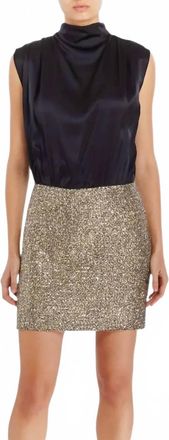Amanda Uprichard Brantley Mini Dress In Black And Gold