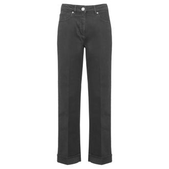 PESERICO Katoenen Twill Jeans - Dames - Jeans - Grijs - Maat: L Katoen