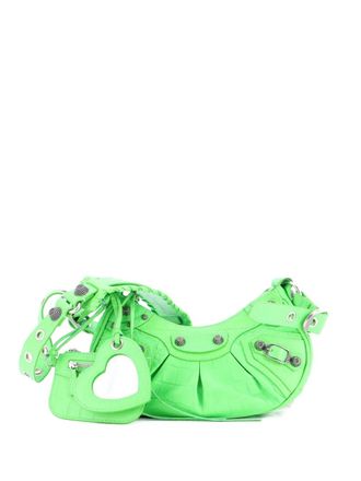 Balenciaga Le Cagole Giant Studs Shoulder Bag Crocodile Embossed Leather XS hobo bag - women - Calf Leather - One Size - Green