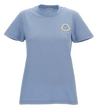 Moncler Sky Blue Crew Neck Logo T-Shirt