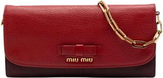 Miu Miu Pre-owned Wallet on Chain - Dames - Vintage Accessoires - Rood - ONE Size - Leer - Vintage