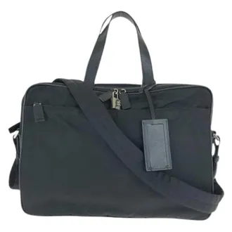Prada Pre-owned Handbags, male, Black, Size: ONE SIZE Pre-owned Tessuto Saffiano Nylon Leather 2way Briefcase