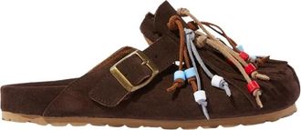 Scarosso Gea Bruine Muilezel met Kwastjes en Kralen - Dames - Slip ons - Bruin - 39 EU - Su&egrave;de - Schoenen