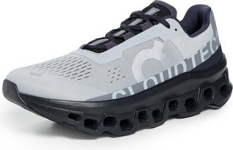 On Mens Cloudmonster Glacier Sneakers, Glacier | Black, 10 Medium US