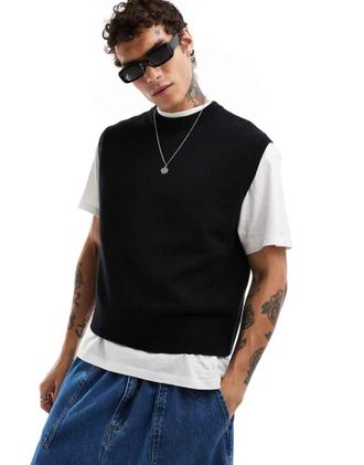 Weekday Isak knit vest in black