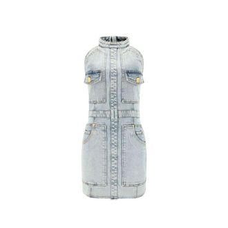 Balmain Blue Cotton Casual Womens Dress