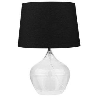 Beliani L&aacute;mpara De Mesa Transparente De Vidrio Negro 45 Cm Pantalla Redonda Estilo Contempor&aacute;neo Osum