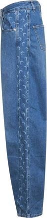 Marine Serre Womens Baggy Jeans Moon Laser Light Blue Cotton
