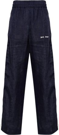 Palm Angels Track Pants met Zijstreep Detail - Heren - Sweatpants - Blauw - S - Linnen - Broeken