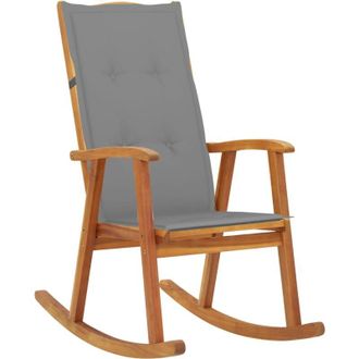 vidaXL Vidaxl - Silla Mecedora Con Cojines Madera Maciza De Acacia