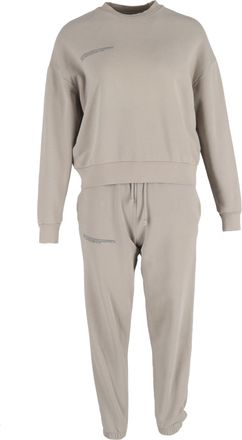 PANGAIA Logo-Print Sweater and Jogger Pants Set in Beige Cotton