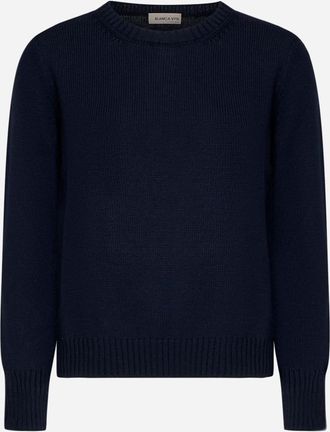 Gran Sasso Blue Virgin Wool Crewneck Sweater