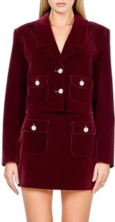 endless rose Jeweled Crop Velvet Blazer in Merlot at Nordstrom Rack, Size Medium