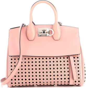 Ferragamo Studio Satchel Laser Cut Leather Small