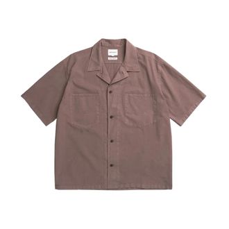 Norse Projects Mols Tencel SS Shirt - Heren - Korte mouwen Overhemden - Bruin - S - Katoen - Overhemden
