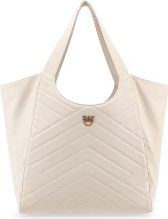 Pinko Love Birds leren tote bag - Dames - Shoppers - Wit - ONE Size - Leer - Tassen