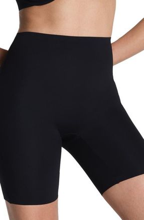 Spanx SPANXshape Suit Your Fancy Low-Back Mid-Thigh Shorts in Very Black at Nordstrom, Size X-Large
