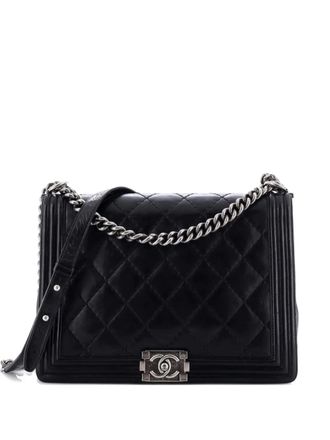 Chanel Grote Boy Flap Bag gewatteerde kalfsleren schoudertas - Zwart