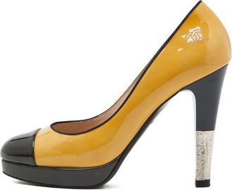Chanel 110mm patent pumps - Yellow