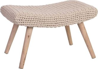 Wanderlust Deco Banqueta de madera y algod&oacute;n trenzado 67 x 30 x 43h cm