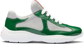 Prada Americas Cup panelled sneakers - women - Leather/Fabric/Rubber - 36.5 - Green