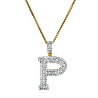 LuvMyJewelry P Initial Diamond Pendant 14K Yellow Gold - 2.19 Carats at Nordstrom