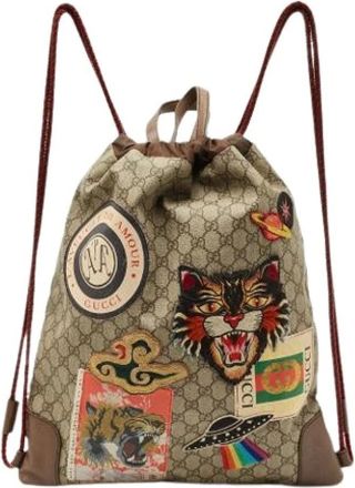 Gucci Pre-owned Backpacks, female, Beige, Size: ONE SIZE Pre-owned Patchwork GG Supreme Canvas Tote