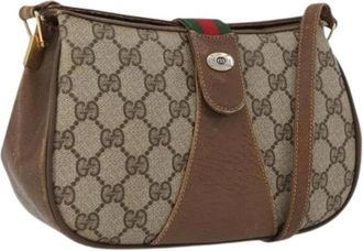 Gucci Pre-owned Shoulder Bags, female, Beige, Size: ONE SIZE Pre-owned Vintage GG Canvas Shoulder Bag