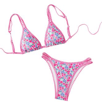 Generic Bikini Sets for Women Triangle String Bikini Thong Set Sexy Two Piece Swimsuit Padded Bathing Suits Adjustable Straps Swimming Costumes Beach Holiday 