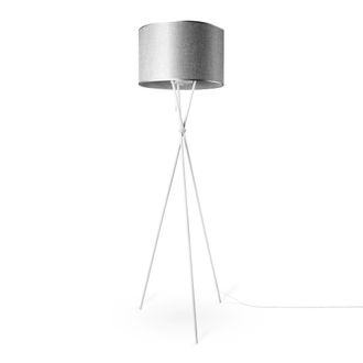 Paco Home Paco Home - L&aacute;mpara Pie Sal&oacute;n Pantalla Tela De Mesa Pantalla Textil E27 Luz Nocturna Gris (&oslash;45,5 Cm), L&aacute;mpara De Pie-blanco - Tipo 1
