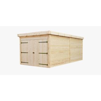 Foresta Garaje De Madera 280x584 Cm - Paredes De 28 Mm - Techo Plano De Acero - Puerta Doble - Sicilia De Luxe - Slx3060 Foresta
