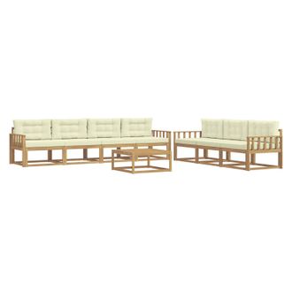 vidaXL Set Di Divani Da Esterno 7 Pz Bianco E Crema Vidaxl